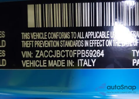 2015 Jeep Renegade Trailhawk from USA, damaged, VIN ZACCJBCT0FPB59264